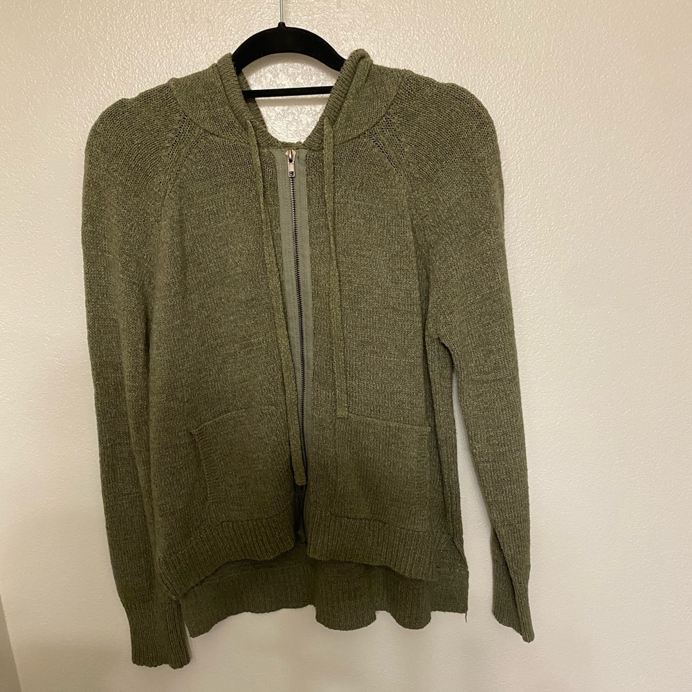 Green knitted zip up